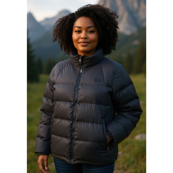 Athleta Downtown Down Puffer Coat Jacket Black Sz 3X Feather Filled Warm Winter - Picture 1 of 9